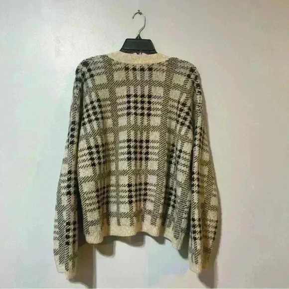 Rails Women's Plaid Cardigan Sweater Ivory Black Size XL Wool Winter Preppy - Picture 4 of 11